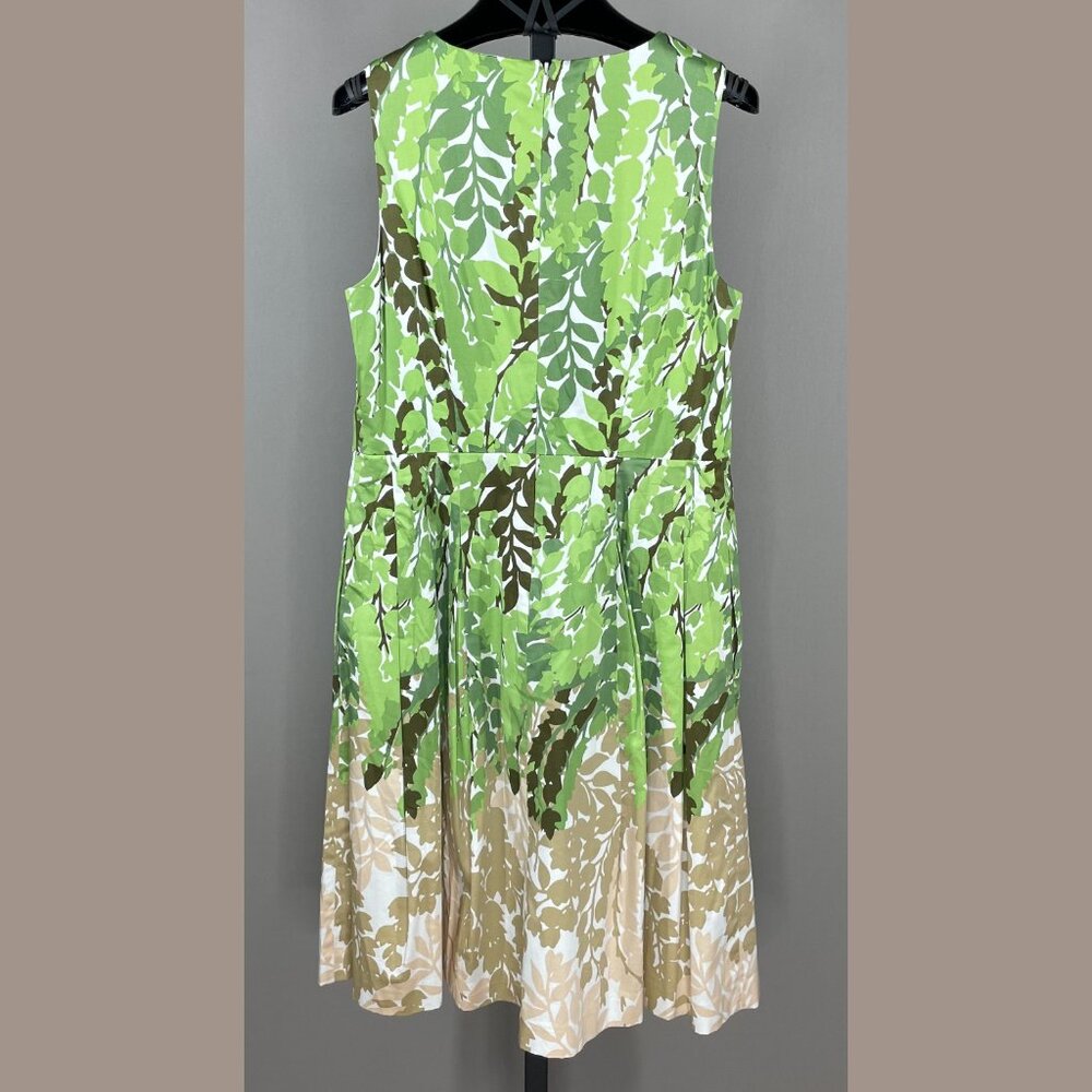 NEW Talbots Dress Womens 8 petite green brown floral fit flare preppy - Picture 7 of 9